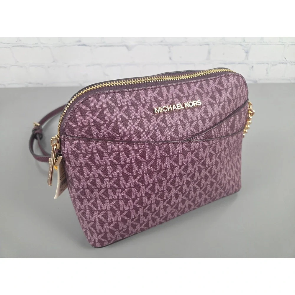 Michael Kors Jet Set Medium Dome Crossbody Bordeaux Mulberry Multi 35F1GTVC6B